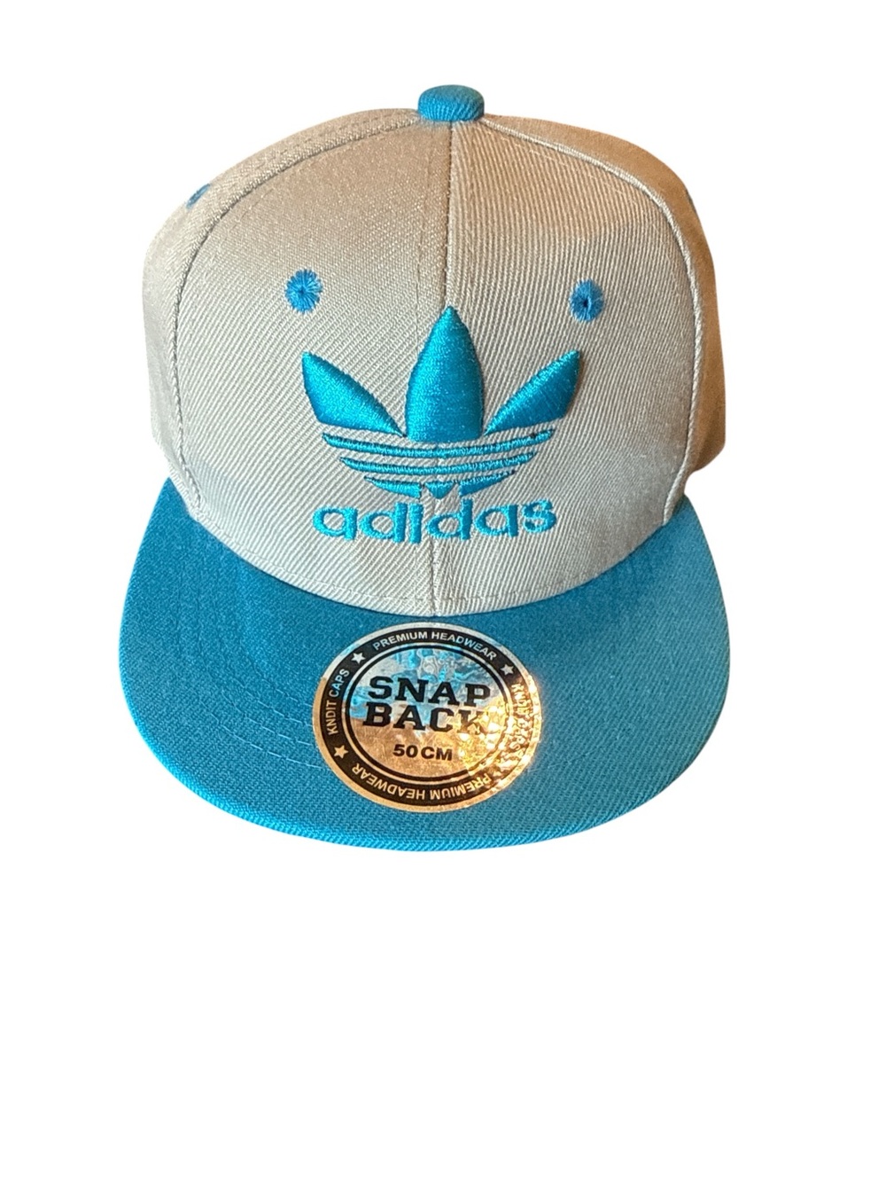 adidas Kids Cream & Blue Snapback Hat with Trefoil Logo